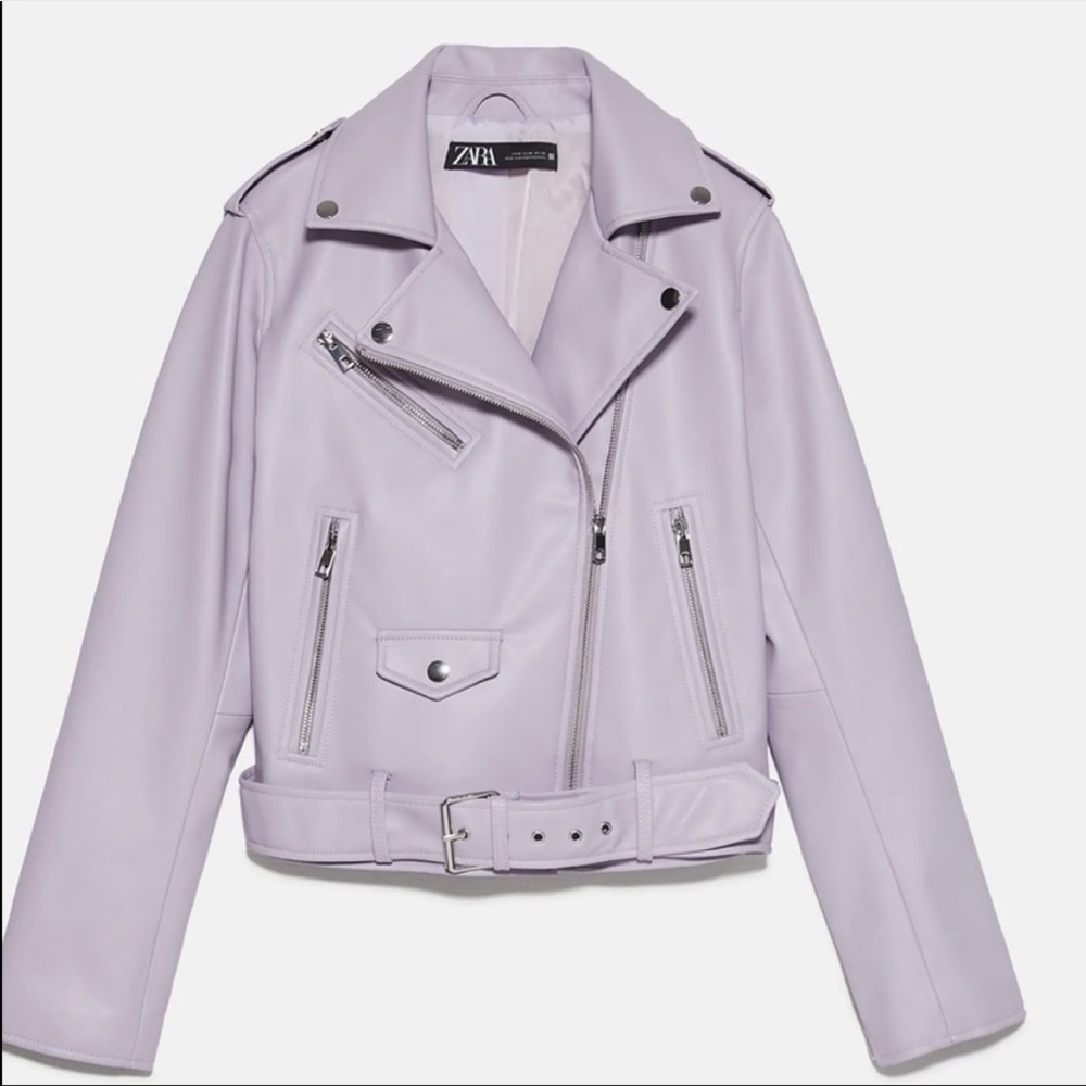 Zara purple faux leather jacket